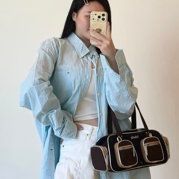 타미(Tommy Hilfiger) 코튼 L/S 민트스트라이프