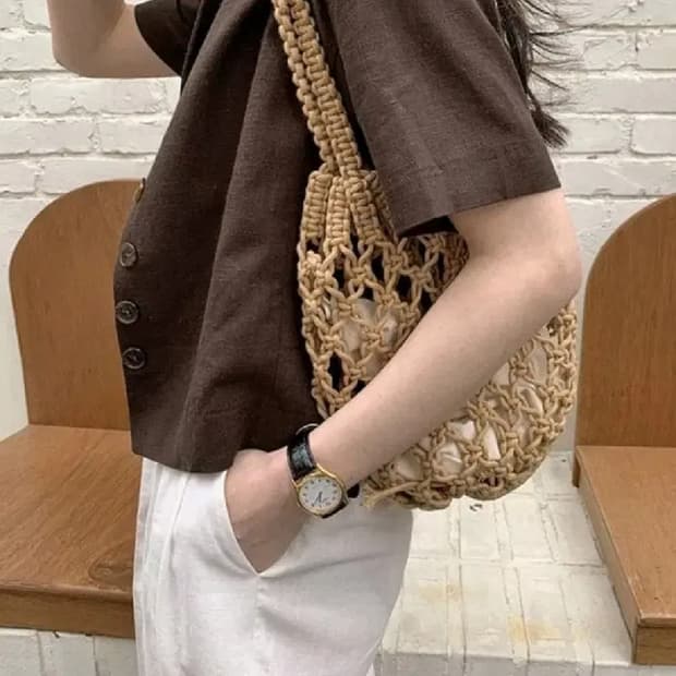 그물 니트백 숄더백 여름 베이지