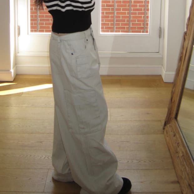 이즈이즈 베이지 카고팬츠 면 바지 여자 코튼팬츠