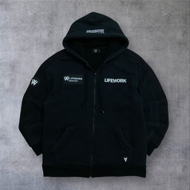 라이프워크 라독 빅로고 블랙 후드 집업