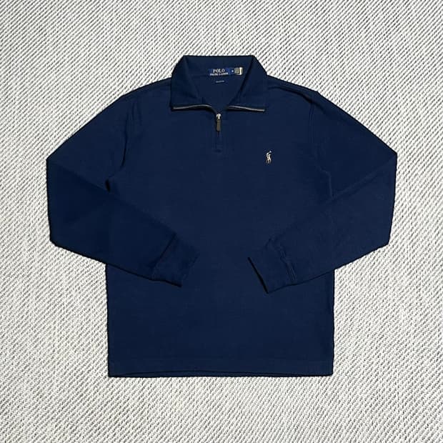 [M] Polo 폴로 랄프로렌 신형 네이비 반집업 코튼 풀오버 니트