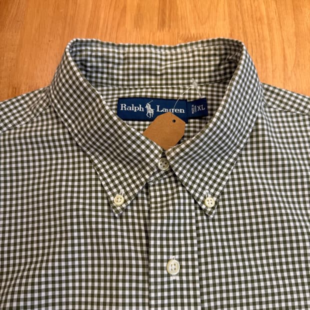 랄프로렌 깅엄체크 셔츠 그린