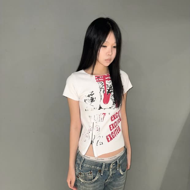 Zipper line point printing tee