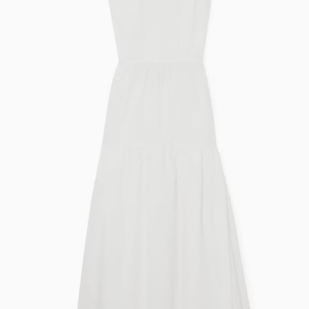 cos 코스 오픈백 티어드 미디드레스 화이트 34