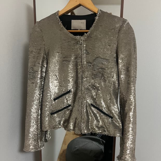 Iro 메탈릭 실버 자켓 슬림핏 