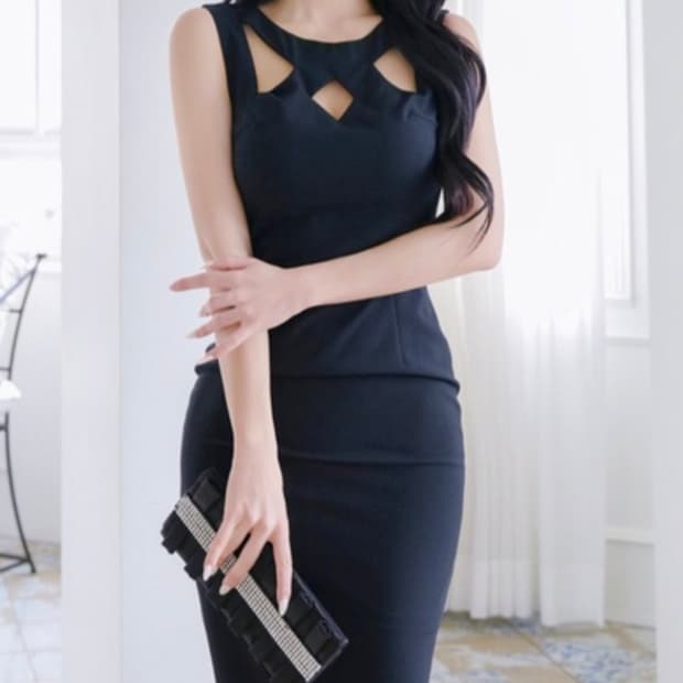 컷아웃 슬리브리스 캡 원피스 민소매 드레스 나시 섹시 홀복 파티 클럽룩