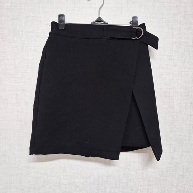 블랙 랩스커트 미니 스커트