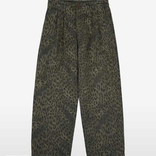 레오파드 프린트 와이드 데님팬츠 L
