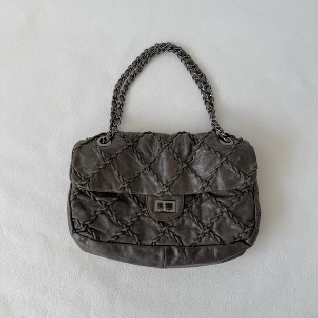 Pre owned 레더 체인 숄더백