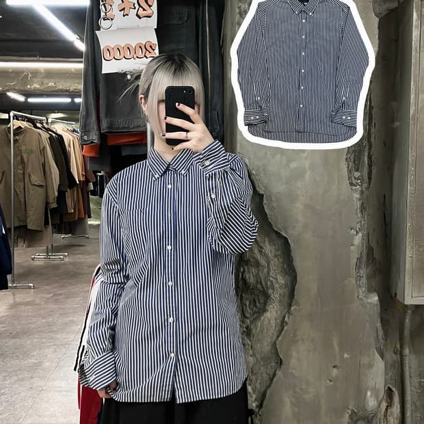 타미힐피거 스트라이프 셔츠 네이비 M   #csz2915