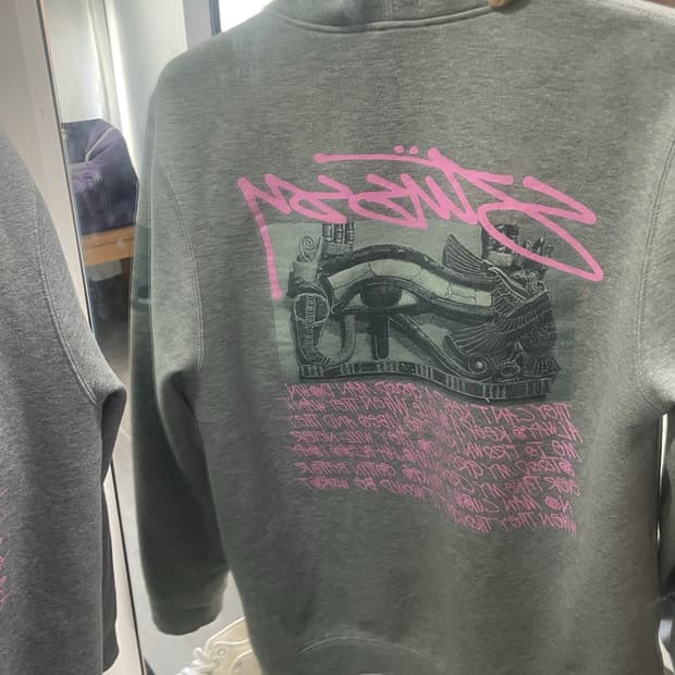 스투시 이집트 후드 후디 그레이 핑크