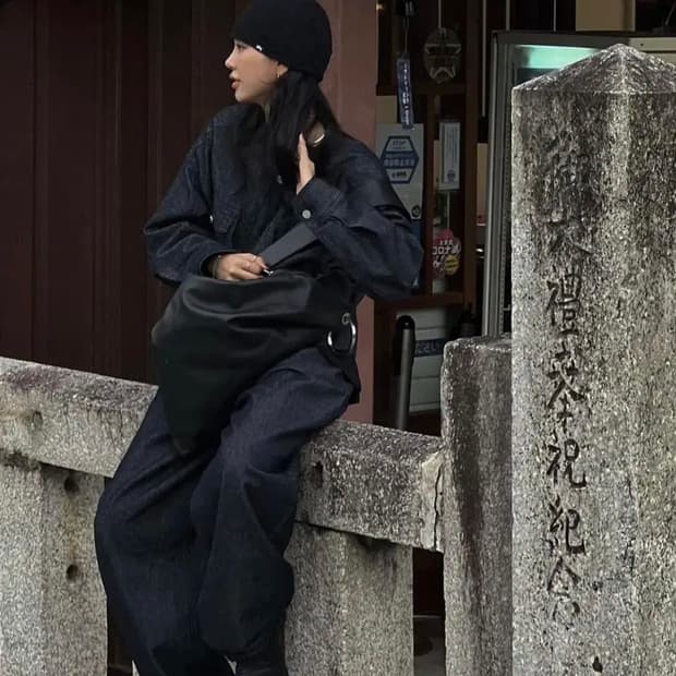 트리밍버드 원버튼 데님자켓