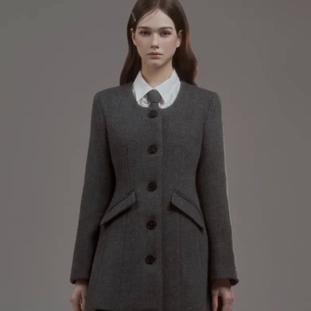 마우솔레움 Emma String Round Neck Coat - Grey
