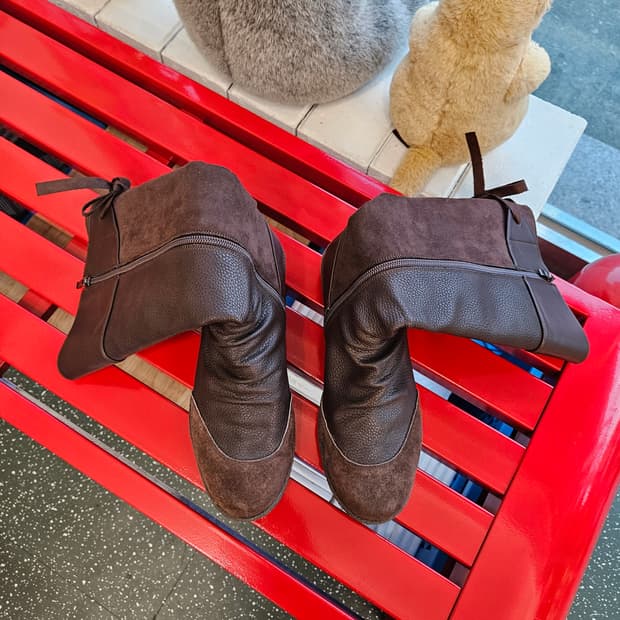 새상품) 빈티지 소가죽 하프부츠 245mm