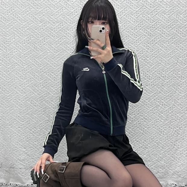 나이키 Y2K 00's 레트로 빈티지 벨벳 집업 S C10661