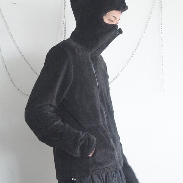 지에다 사선집업 후드 플리스 자켓