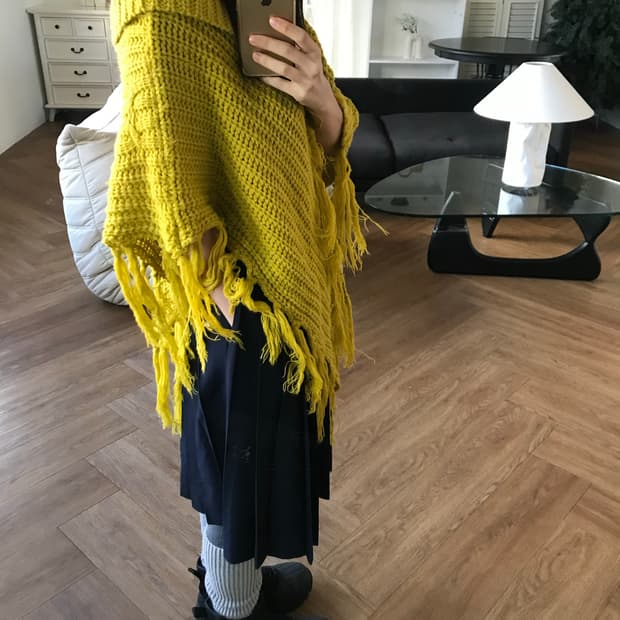 vintage tassel turtle neck cape