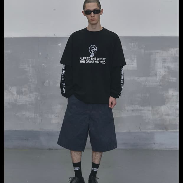 알프레드 CHECKED CARPENTER SHORTS / NAVY