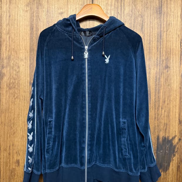 Playboy Velvet Hooded Zip-Up