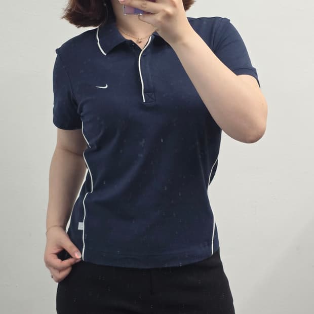[프립]M/나이키 카라 반팔티 히든버튼 네이비