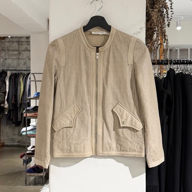 이자벨마랑 에토일 베이지 펀칭 레더자켓