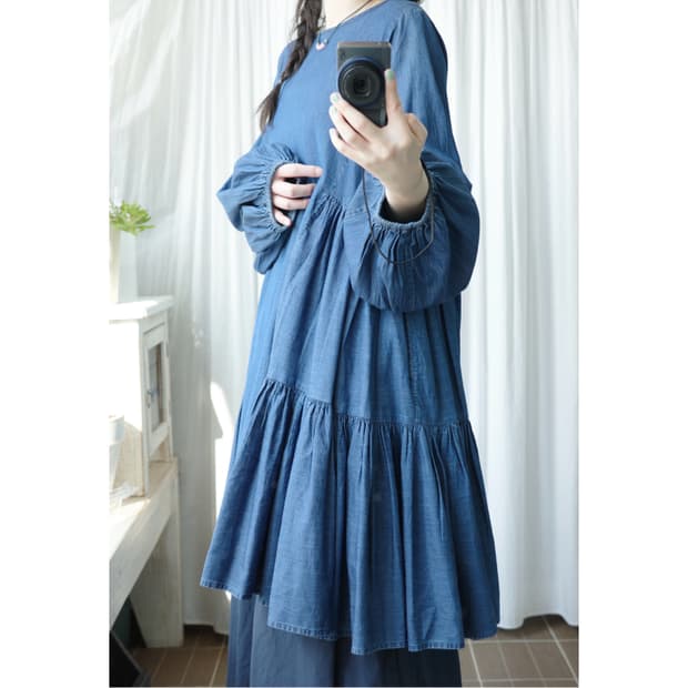 Merlette denim shirring one-piece