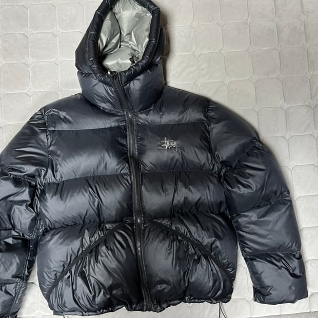 스투시 다운 파카 마이크로 립스탑 팬텀 블랙 L