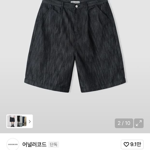 슬랍워싱 버뮤다 데님팬츠 (블랙)