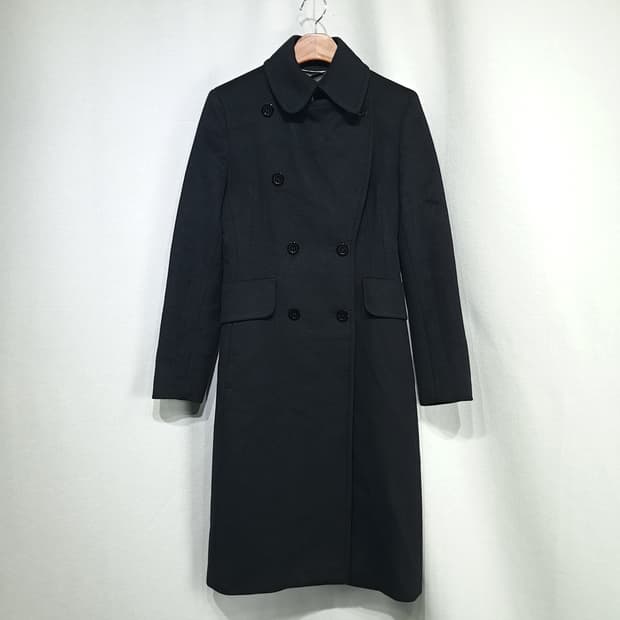 CN988W L 스포트막스 블랙 버진울 래더 더블 롱코트