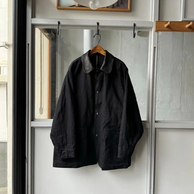 [2] 25AW COMOLI 코모리 데님 레더 워크 자켓 블랙