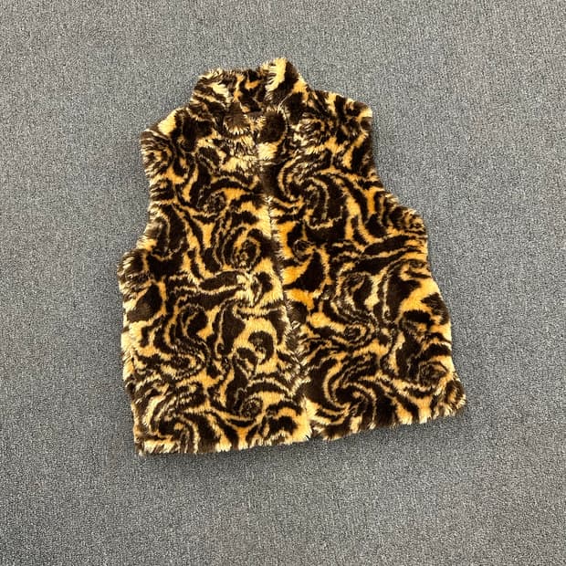 OS)Japanese vintage 여성 패턴 퍼 베스트