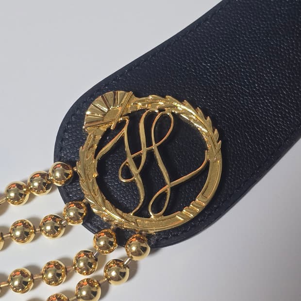 80s vintage 칼 라거펠트 아이코닉 로고 벨트 