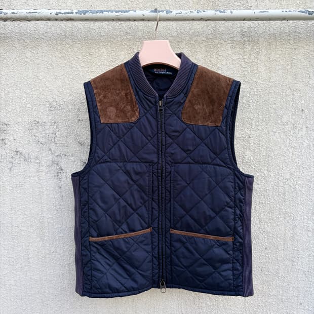 L)폴로 랄프로렌 스웨이드 패치 헌팅 투웨이 베스트