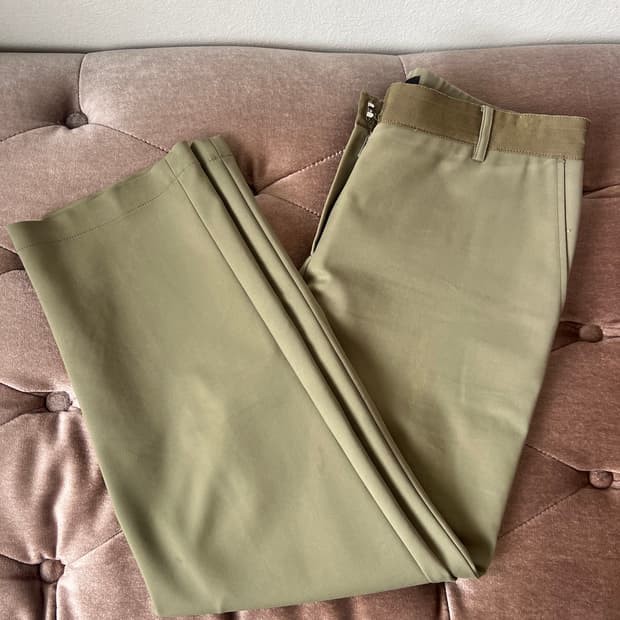 랑방 여성 카키 코튼팬츠 코튼슬랙스