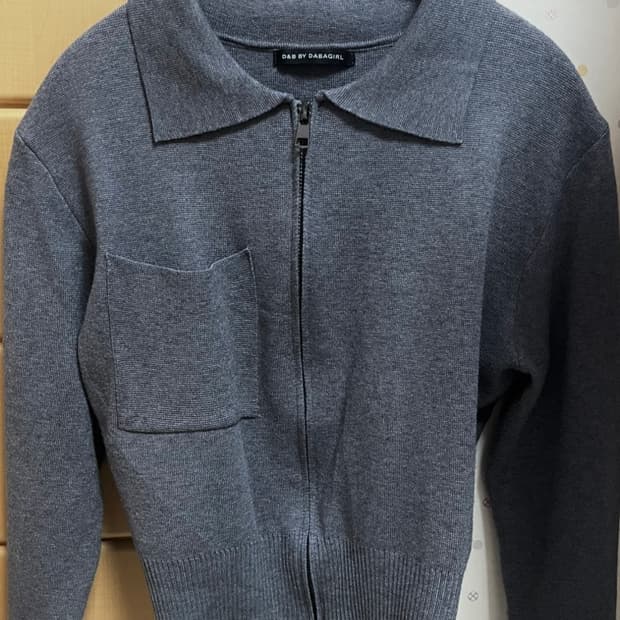 여성 회색 크롭 집업 긴팔 자켓