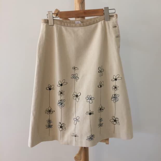 모리걸 꽃 자수 스커트
