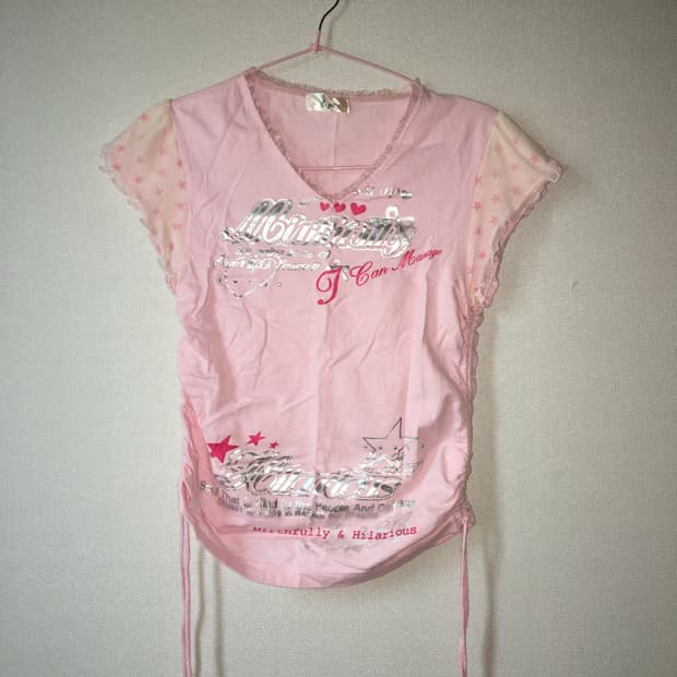 핑크 갸루 베메클 깔 오네갸루 팝갸루 프린팅 탑