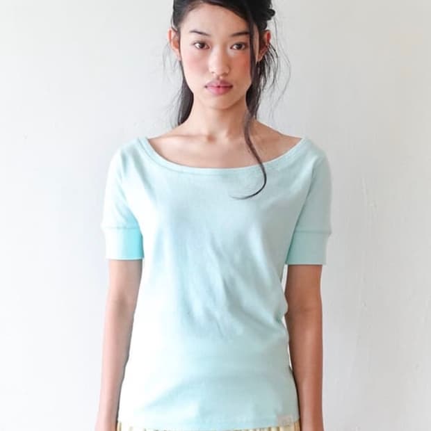 (구해요)샵페어리 립 하프 탑 민트 rib half top mint