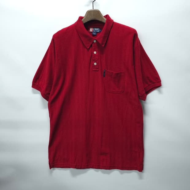 챕스 랄프로렌 90s 헤링본패턴 포켓 반팔 카라티 (L)
