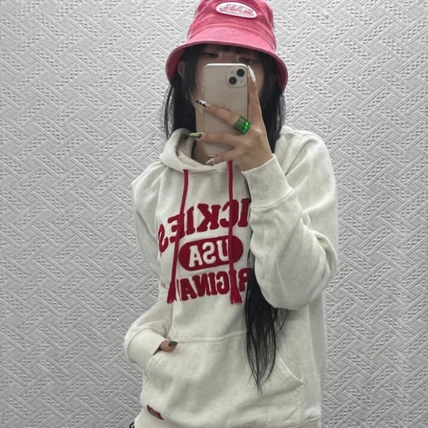 본 더치 Y2K 빈티지 크랙 핫핑크 벙거지모자 버킷햇 C08637