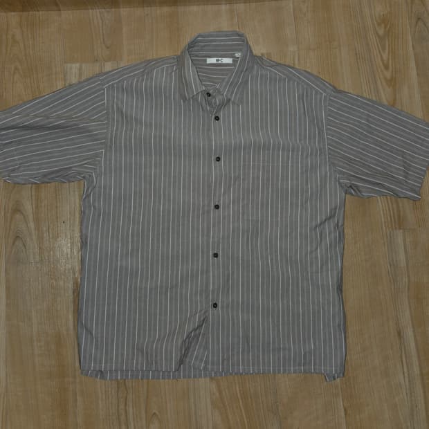 유니클로 c라인 - 스트라이프 반소매 셔츠 