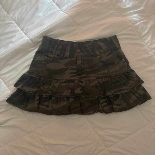 레체 빈티지 카모 캉캉 스커트