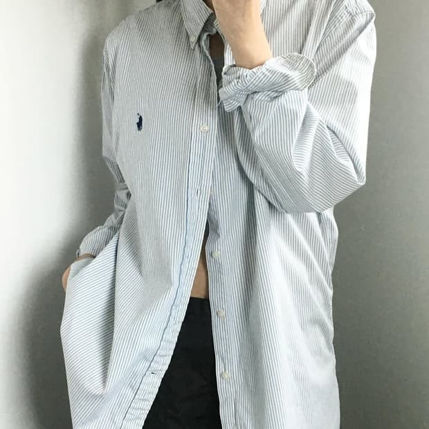 Polo 폴로 랄프로렌 스카이블루컬러 스트라이프 셔츠
