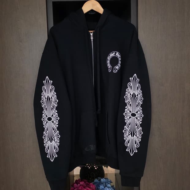 [XXL] 크롬하츠 홀스슈 플로랄 후드집업 헤비웨이트 블랙