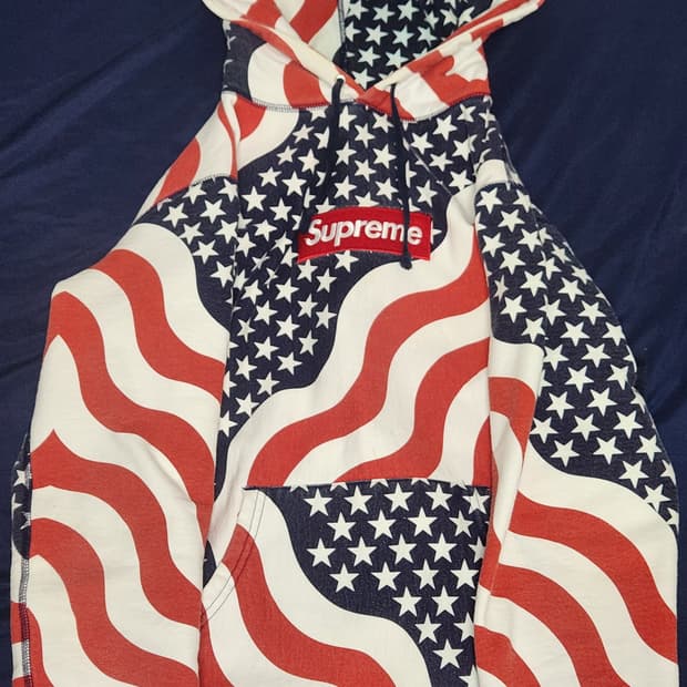 Supreme 14fw 성조기 박스로고 후드티M