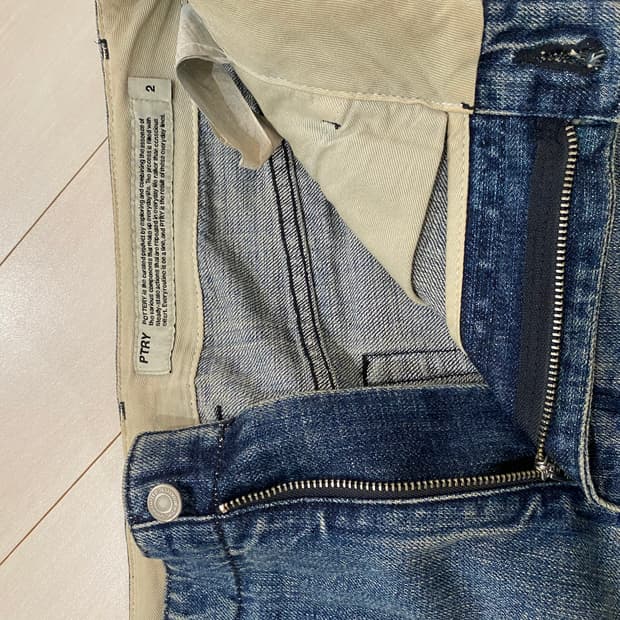 포터리 워싱 와이드 데님 미드블루 2사이즈