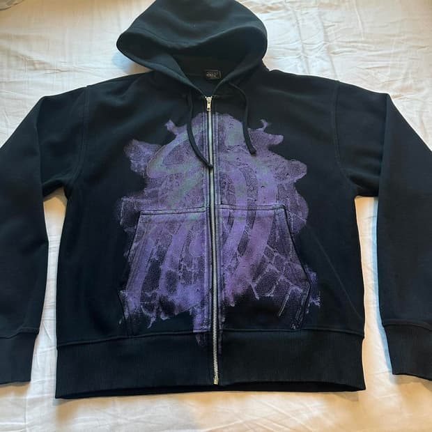 스투시 웹 S컬리 후드집업 블랙