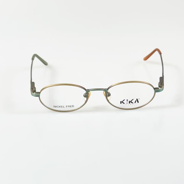 90s KIKA 그린 골드 오벌 프레임 빈티지 안경