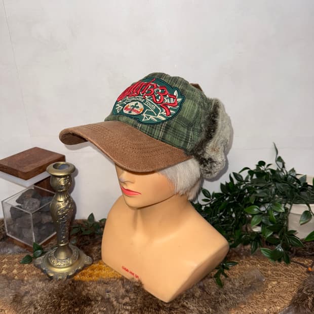 UGIZ khaki check corduroy trapper hat