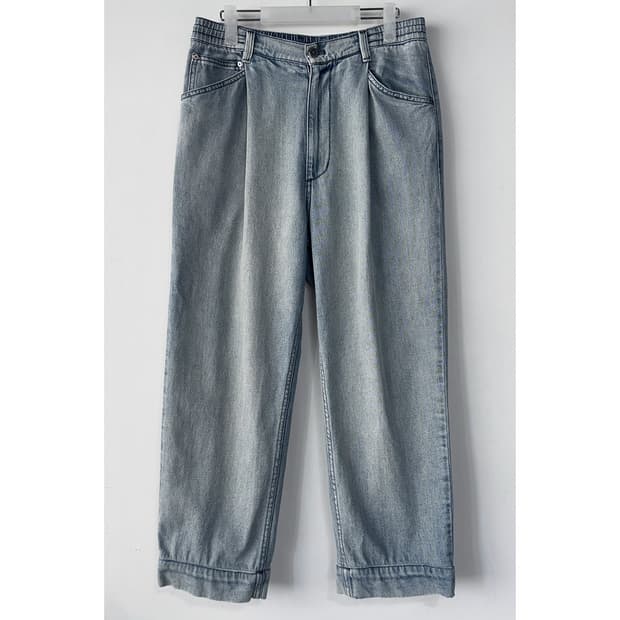 알레그리 드로스트링 원턱 데님 팬츠